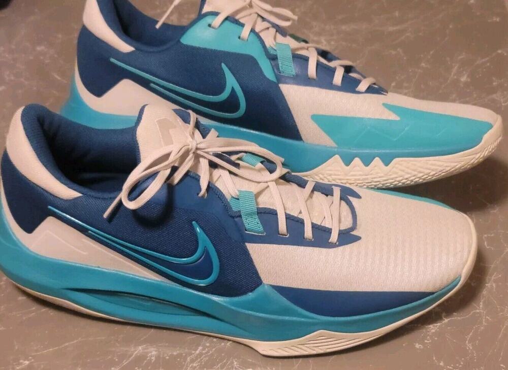Nike Men's Precision VI Low White,Tea & Blue,Size 14